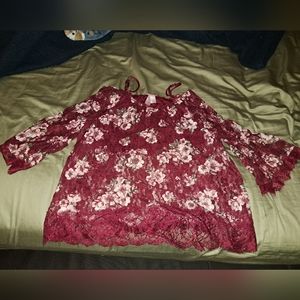Red Floral No Bounderies top (xl)